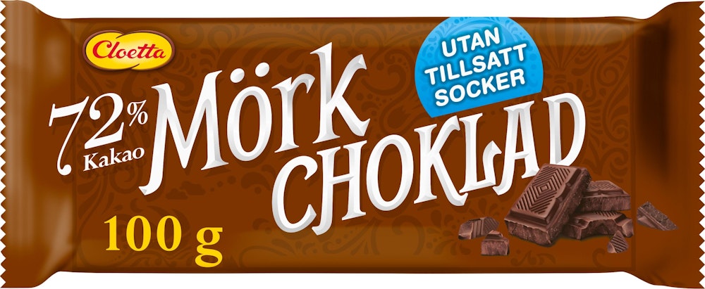 Cloetta Mörk Choklad 72% Sockerfri 100g Cloetta