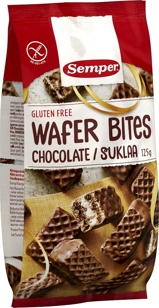 Semper Wafers Bites Choklad Glutenfria 125g Semper