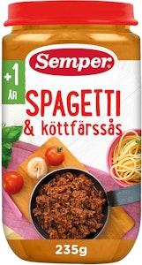 Semper Spaghetti med Köttfärssås 12M 235g Semper