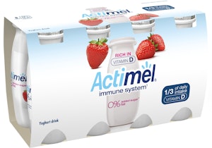 Actimel Drickyoghurt Jordgubb Utan Tillsatt Socker 0,1% 8x100g Actimel