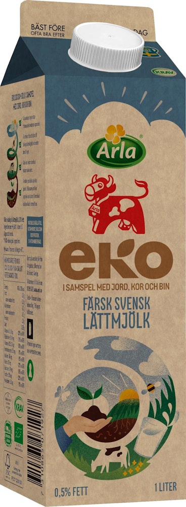 Arla Ko Färsk Lättmjölk EKO/KRAV  0,5% 1L Arla