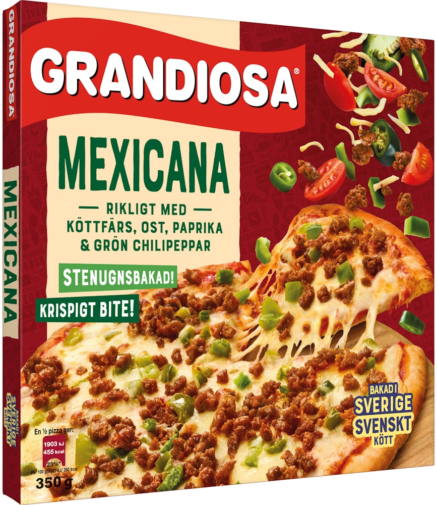 Grandiosa Pizza X-Tra Allt Mexican Fryst 350g Grandiosa