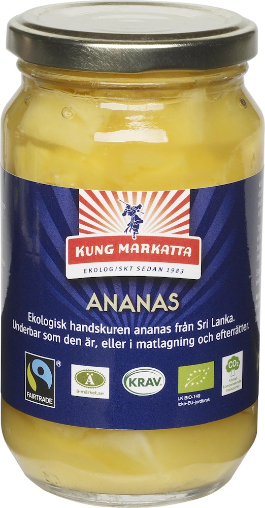 Kung Markatta Ananasbitar KRAV Fairtrade 340g Kung Markatta