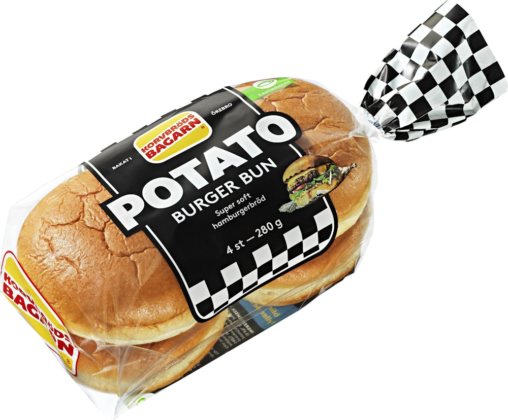 Korvbrödsbagarn Potato Burger Bun 4-p 280g Korvbrödsbagarn