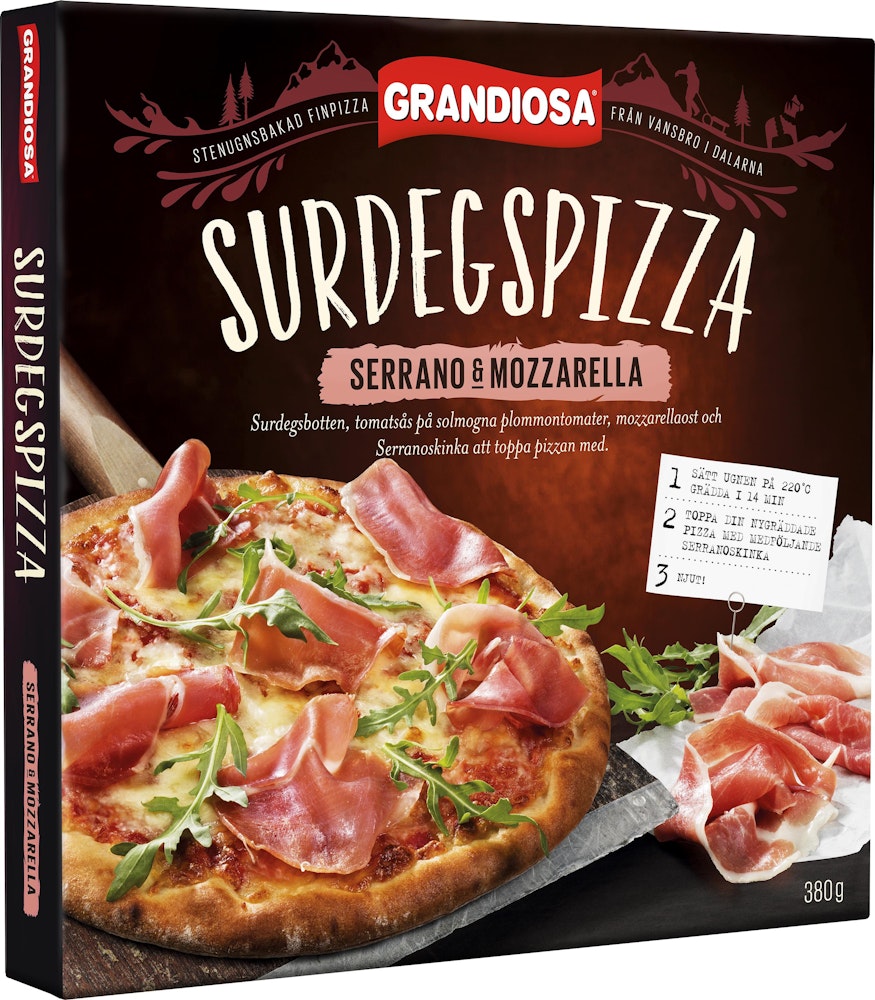 Grandiosa Surdegspizza Serrano & Mozzarella Fryst Grandiosa