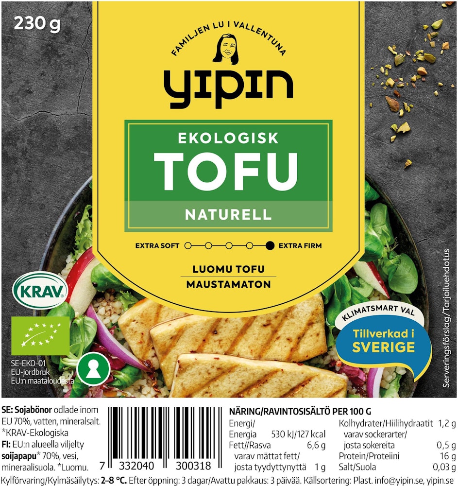 Yipin Tofu Naturell Extra Fast EKO/KRAV 230g YiPin