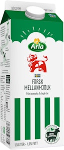 Arla Ko Färsk Mellanmjölk 1,5% 1,5L Arla