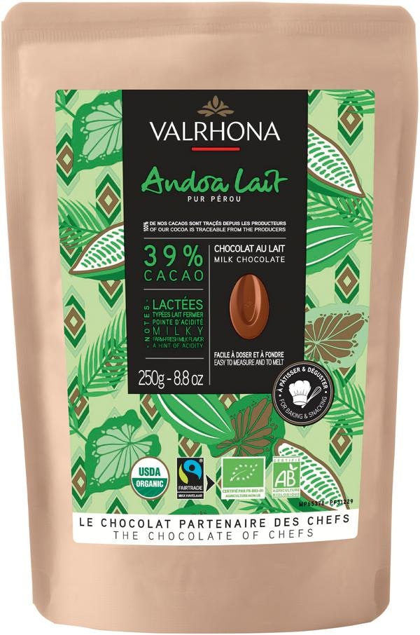 Valrhona Chokladknappar Andoa 39% EKO/Fairtrade 250g Valrhona