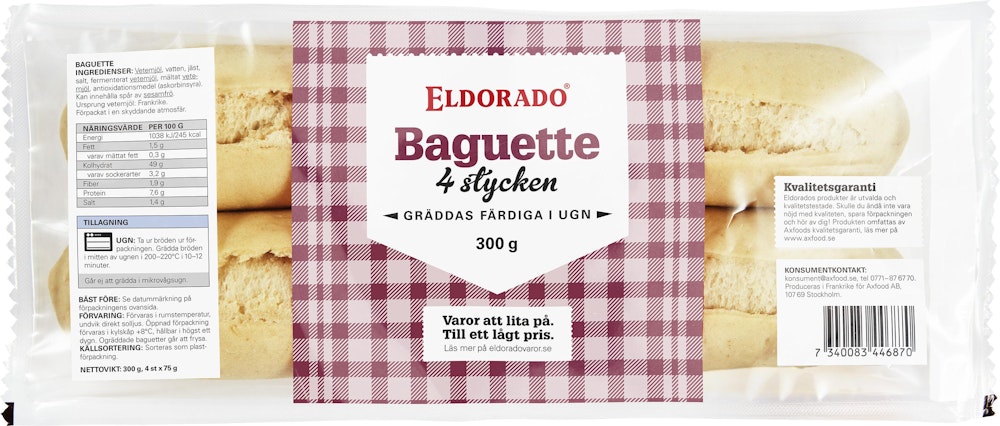 Eldorado Baguette Vete 4-p 300g Eldorado