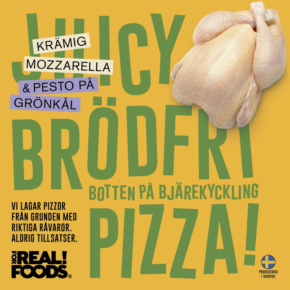 FOR REAL! FOODS Pizza med Kycklingbotten Mozzarella Pesto Fryst 280g FOR REAL! FOODS