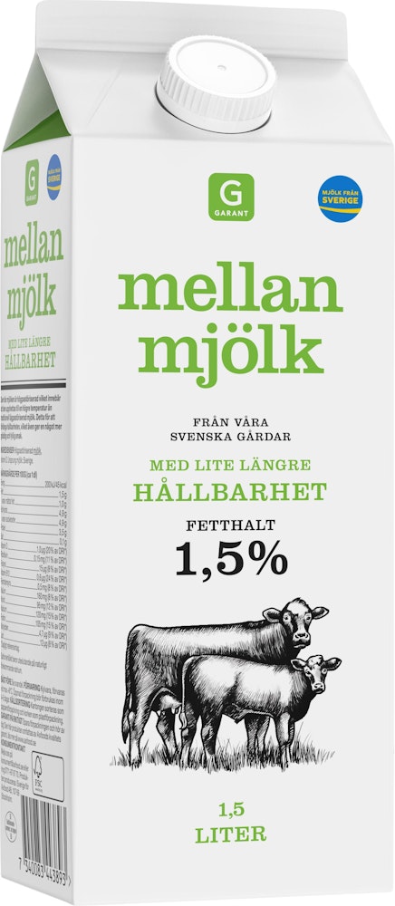 Garant Mellanmjölk Lite Längre Hållbarhet 1,5% 1.5L Garant
