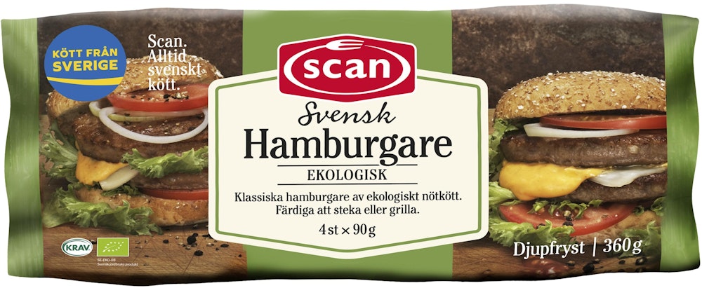 Scan Hamburgare EKO/KRAV Fryst 360g Scan