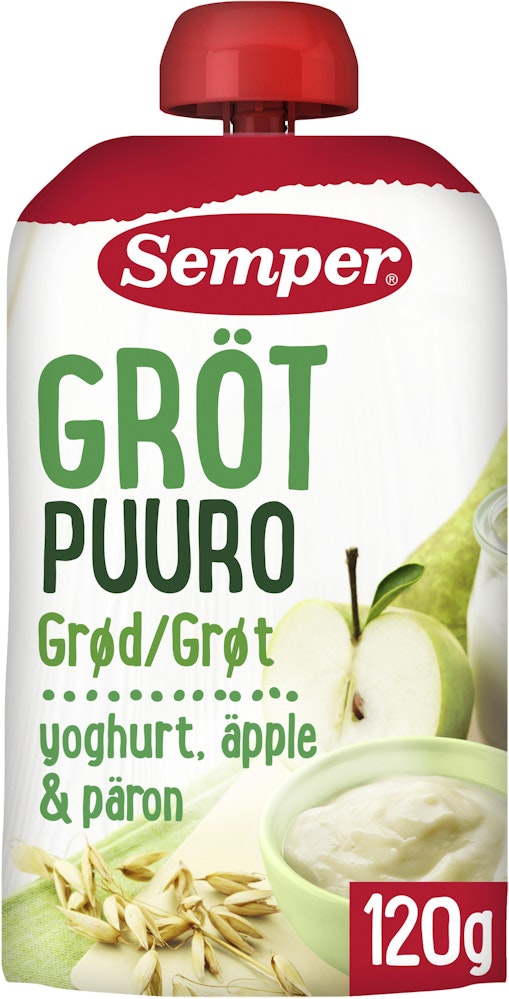 Semper Klämmis Gröt Yoghurt, Äpple & Päron 6M 120g Semper