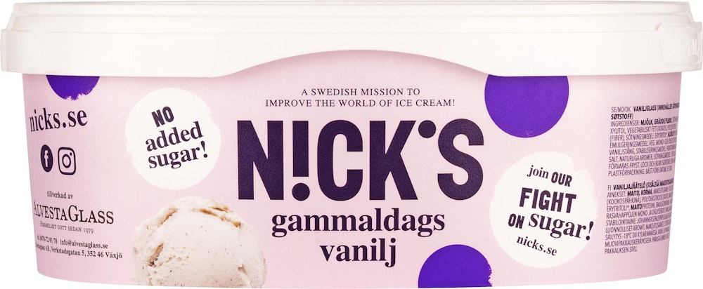 Nick´s Glass Gammaldags Vanilj Utan Tillsatt Socker Nick's