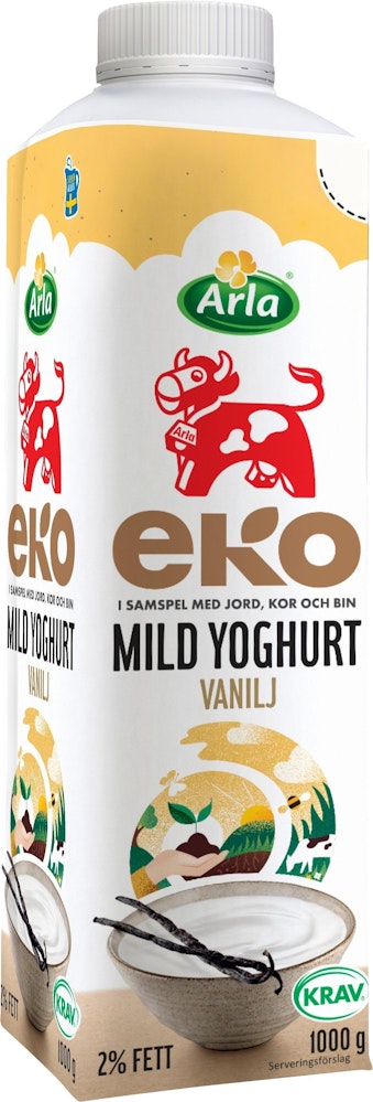 Arla Ko Ekologisk Yoghurt Mild Vanilj 2% EKO 1000g Arla