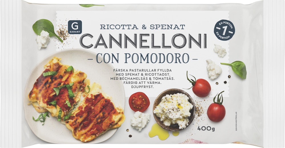 Garant Canneloni Ricotta & Spenat Fryst 400g Garant