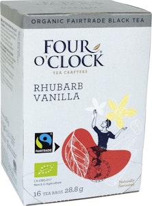 Four O´Clock Te Svart Rabarber & Vanilj EKO/Fairtrade 16-p Four O´Clock