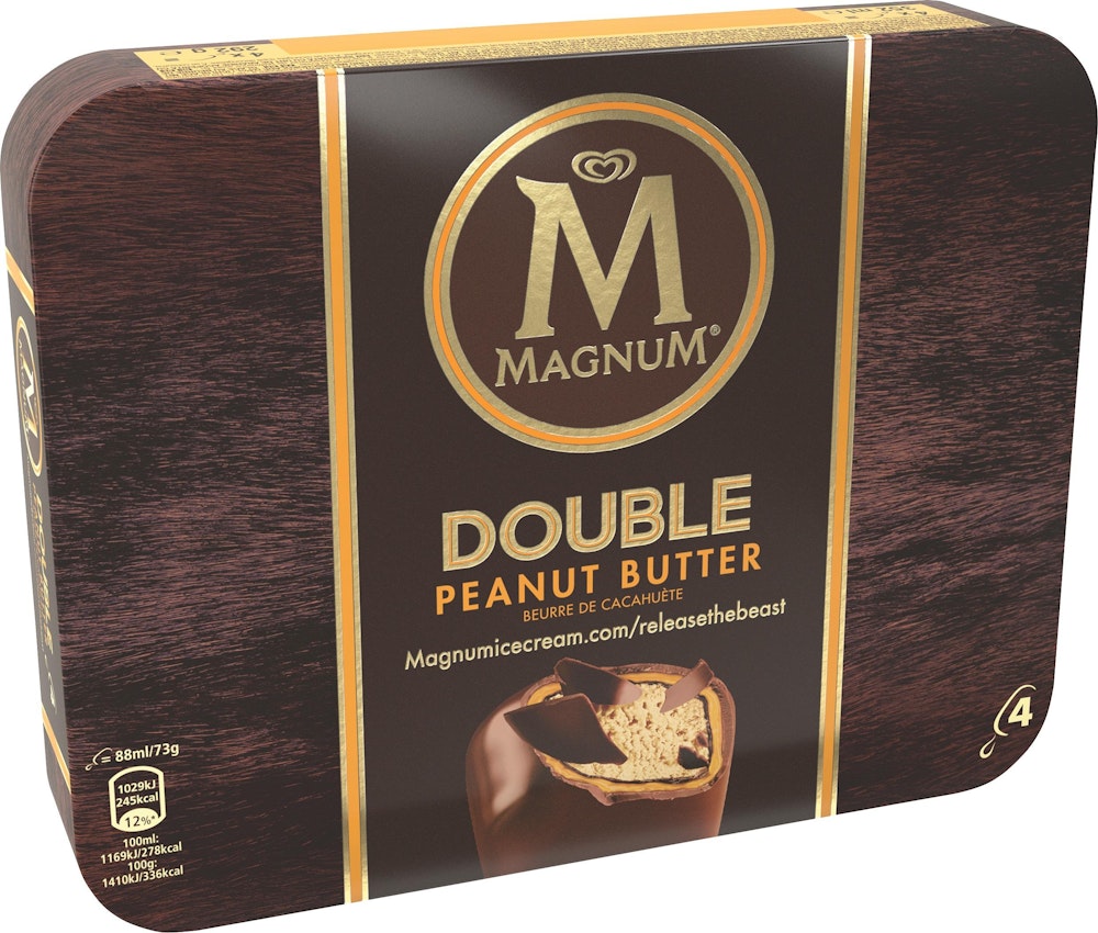 Magnum Double Peanut Butter 4-p GB Glace