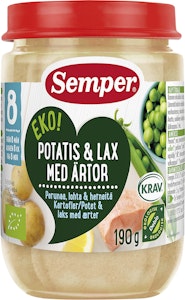 Semper Potatis med Lax & Ärtor 8M EKO/KRAV 190g Semper
