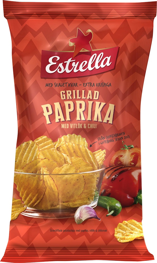 Estrella Grillad Paprika Med Vitlök & Chili Chips Estrella