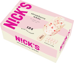 Nick's Glasspinne Jordgubb Vitchoklad 4-p Nicks