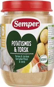 Semper Potatis med Torsk och Morötter EKO/KRAV 6M 190g Semper