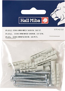 Hall Miba Plugg 30x6mm med Skruv 10-p