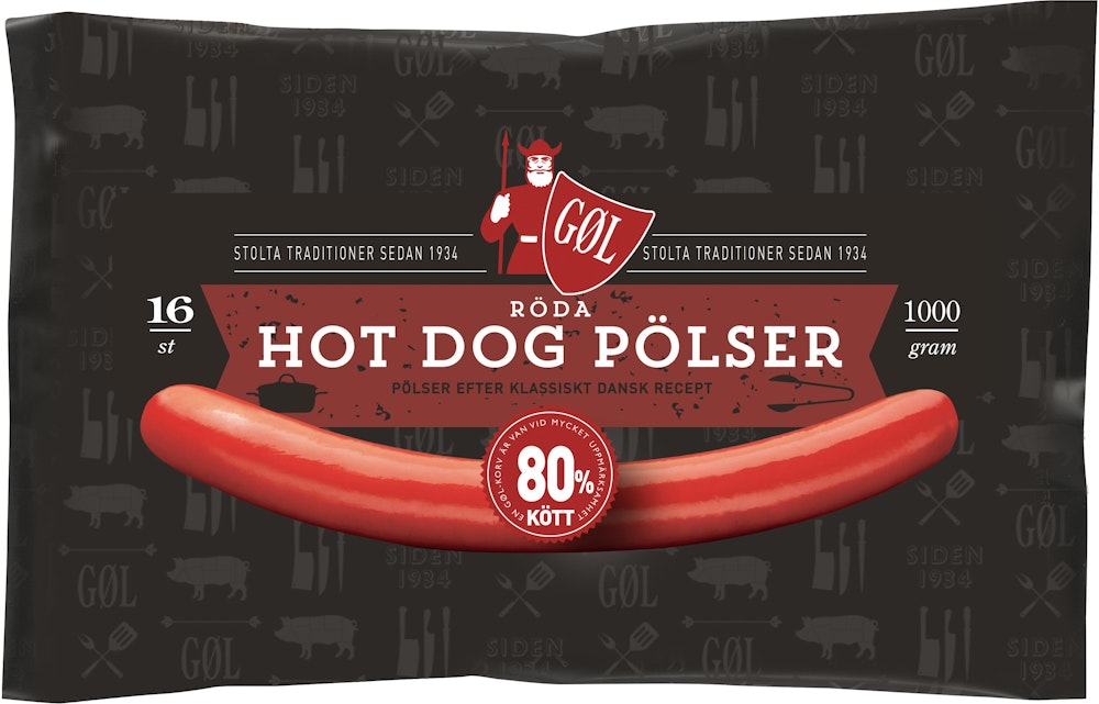 GØL Röd Hot Dog Pölser 16-p Gol Pölser