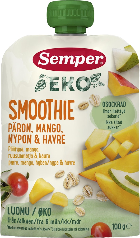 Semper Smoothie Havre Päron, Mango & Nypon 6M EKO 100g Semper