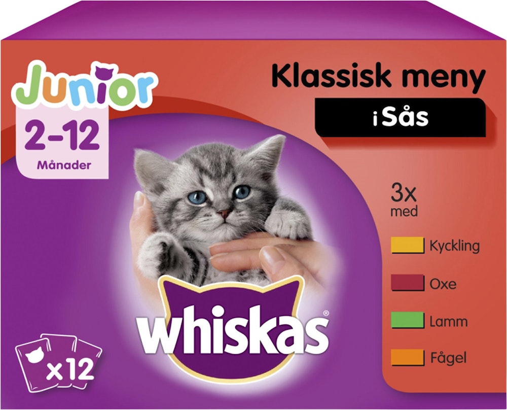 Whiskas Kattmat Junior Klassisk meny i sås 12x Whiskas