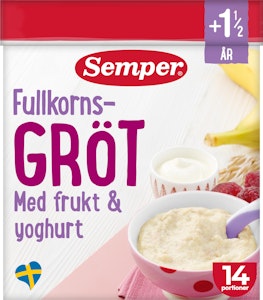 Semper Fullkornsgröt med Frukt & Yoghurt 18M 470g Semper