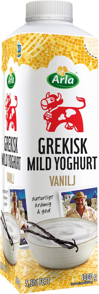 Arla Ko Grekisk Yoghurt Mild Vanilj 5,3% 1000g Arla