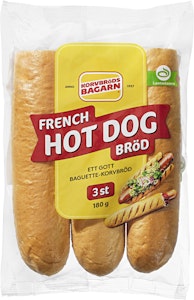 Korvbrödsbagarn French Hot Dog Bröd 3-p 180g Korvbrödsbagarn