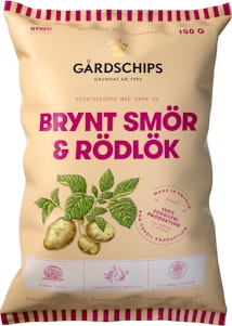 Gårdschips Potatischips Brynt Smör & Rödlök 150g Gårdschips