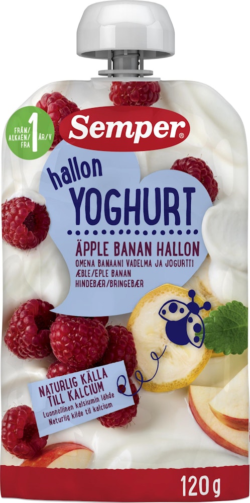 Semper Yoghurt Äpple, Banan & Hallon 12M 120g Semper