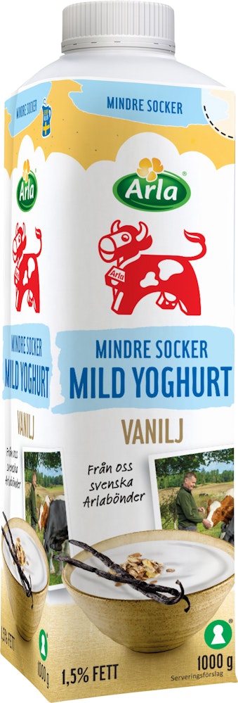 Arla Ko Yoghurt Mild Lättsockrad Vanilj 1,5% 1000g Arla