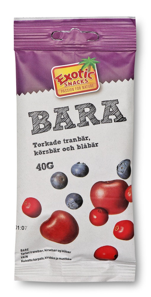 Exotic Snacks BARA Körsbär Tranbär Blåbär Exotic Snacks