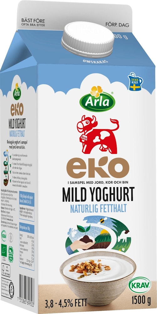 Arla Ko Yoghurt Mild Naturell 3.8-4.5% EKO/KRAV 1500g Arla