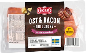 Scan Grillkorv Bacon & Ost 6-p 480g Scan