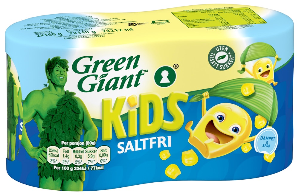 Green Giant Majs Kids Saltfri 2x160g Green Giant