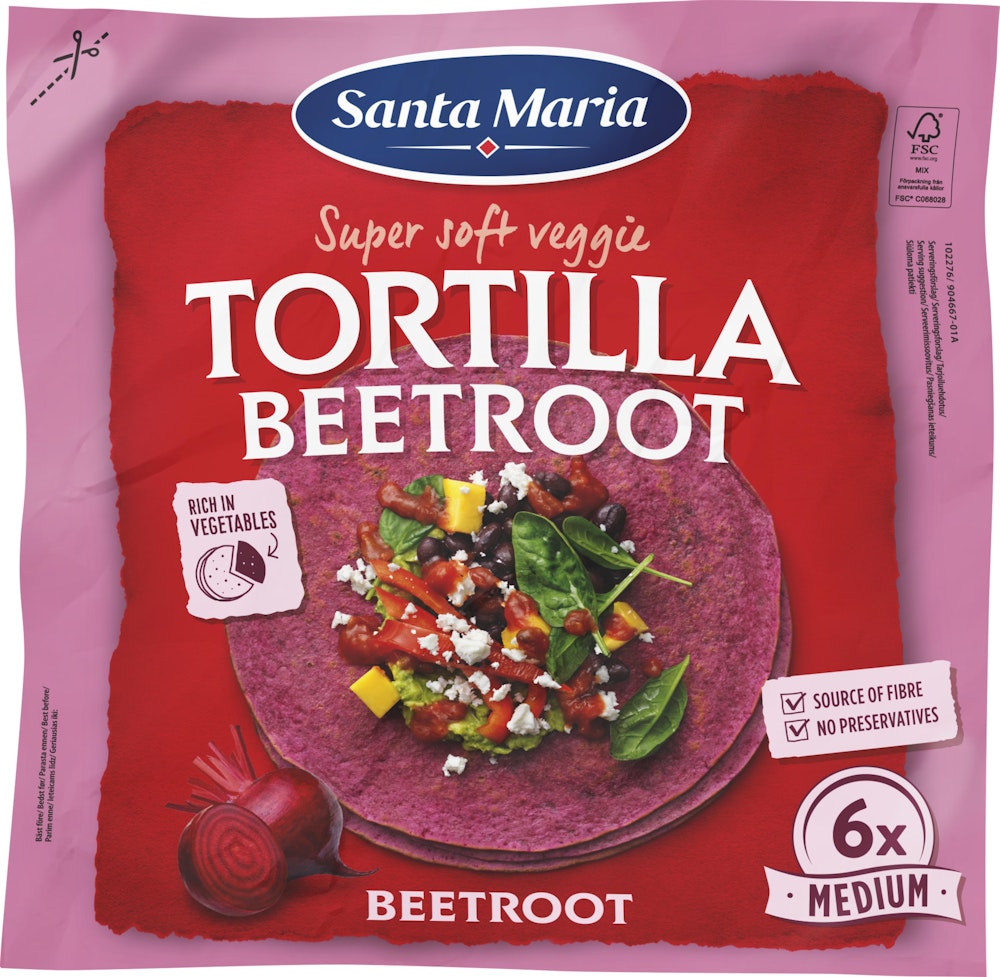 Santa Maria Tortillas Beetroot Medium 6-p Santa Maria