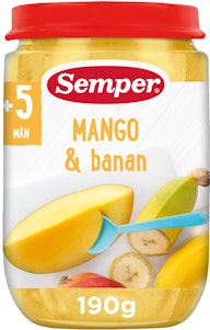 Semper Mango- och Bananpuré 5-6M 190g Semper