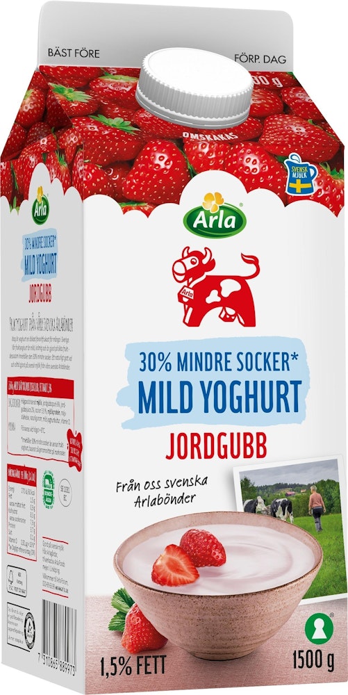 Arla Ko Yoghurt Mild Jordgubb Lättsockrad 1,5% 1500g Arla Ko