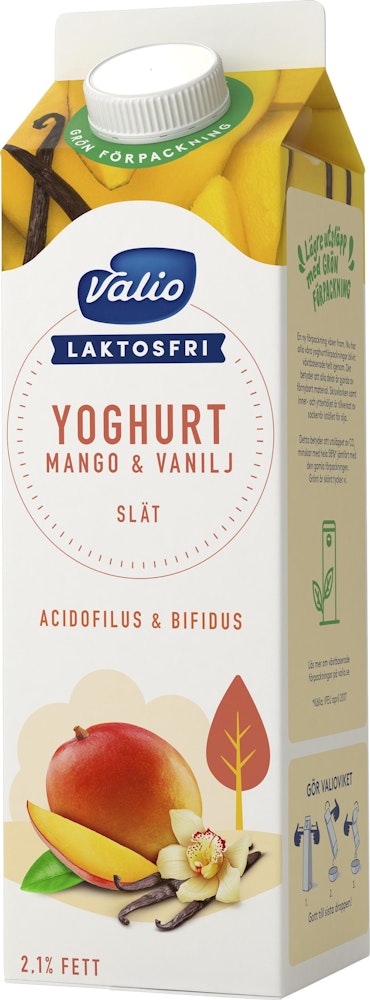 Valio Fruktyoghurt Mango & Vanilj Laktosfri 2,1% 1000g Valio