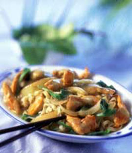 Grön curry wok