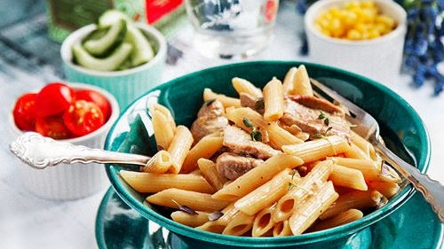 Fläskfilégryta med pasta och grönsaker