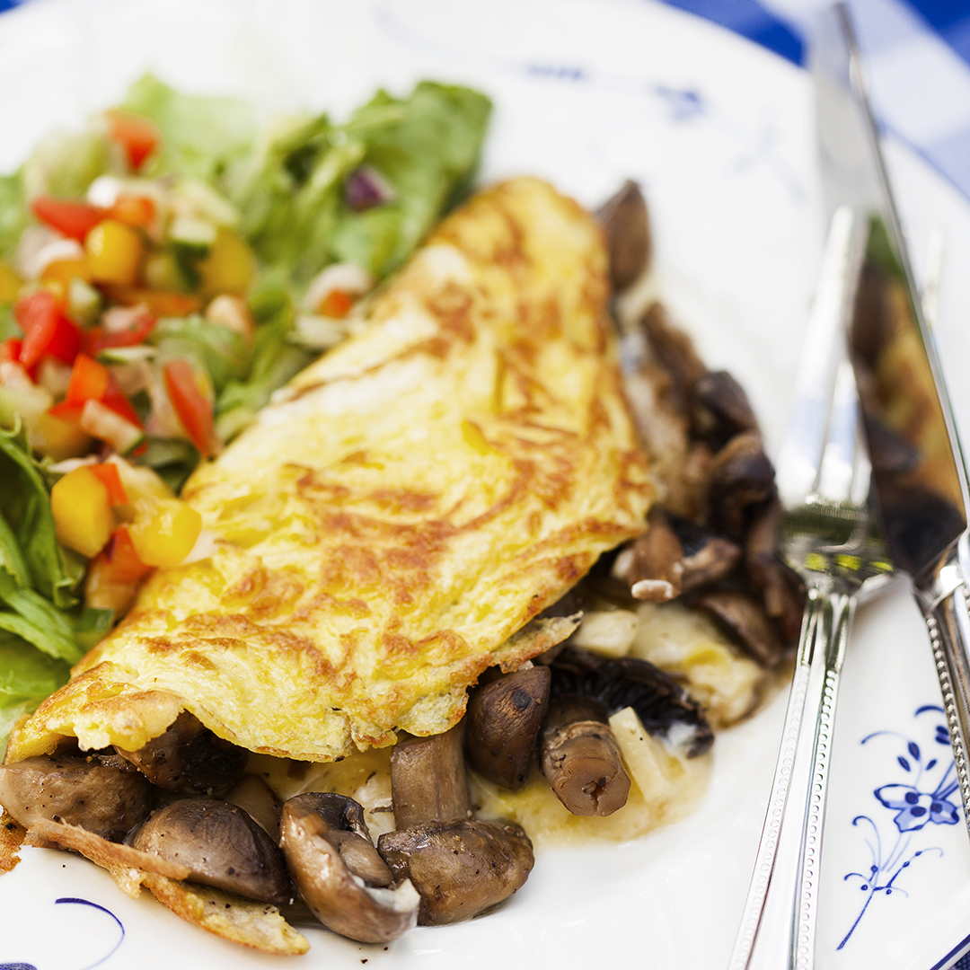 LCHF omelett med champinjoner och västerbottensost