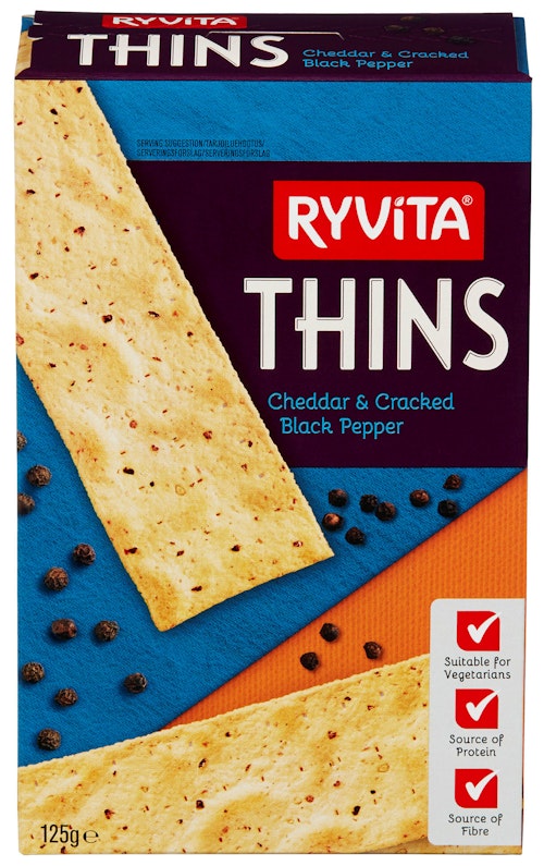 Ryvita Thins Cheddar & Cracked Pepper 125 g