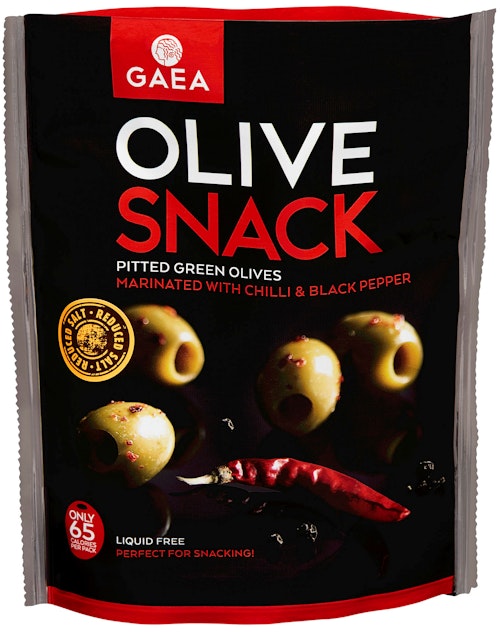 Bilde: © Gaea / Kolonial.no Gaea Snackoliven Chilli & Black Pepper 25 g