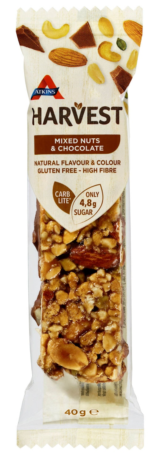Bilde: © Atkins / Kolonial.no Atkins Harvest Mixed Nuts Chocolate 40 g